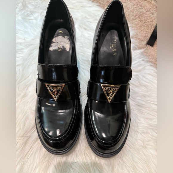 Guess Buckle Logo Faux Patent Chunky Platform‎ Lug Sole Loafer Women Shoes 9.5M - Picture 1 of 5